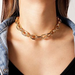 Chokers Fashion Aluminium Short Clavicle Chain Choker Retro Punk Style Metal Necklace Trend Women Jewellery Girl Party Gift