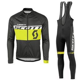 High Quality SCOTT Team cycling Jersey bib pants Suit men long sleeve mtb bicycle Outfits road bike clothing Outdoor sportswear Y21031221