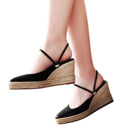 Dress Shoes LIHUAMAO Women Wedges Mules Pointed Toe Slip On Pumps High Heel Wedding Office Lady