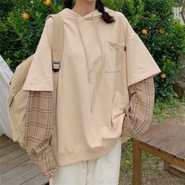 Deeptown Kawaii Hoodies Korean Style Sweatshirt Women Spring Fashion Ladies Cotton Long Sleeve Top Streetwear Splice Hoody 211023