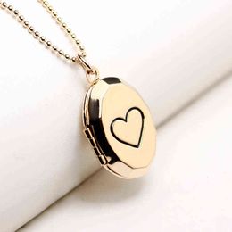 Petite Elliptical Photo Phase Box DIY Floating Locket Heart Necklace Pendant Fragrance Essential Oil Diffuser for Women G1206