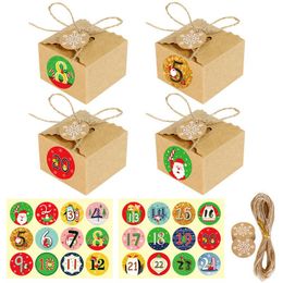 chocolate decorations UK - Christmas Decorations Arrival Calendar Candy Gift Bag Box For Party Baby Shower Paper Chocolate Boxes Package Festival Favours