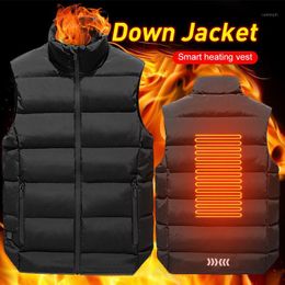 Outdoor T-Shirts Heated Vest USB Electric Clothing Men's Down Heating Graphene Jacket Winter Warm For Hiking