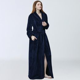 Women's Sleepwear Fluffy Bathrobe Fleece Autumn Winter Thick Flannel Ladies Dressing Gown Long Sleeve Kimono Terry Robes For Couple 2021