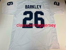 Men Women Youth Saquon Barkley Jersey Sewn White College Jersey Stitched Custom Any name number Football jersey