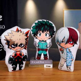 1pc 45cm Lovely Anime Bakugou Katsuki Todoroki Shoto Midoriya Izuku Bolster Plush Boku No Hero Academia Pillow Cartoon Toys Y211119