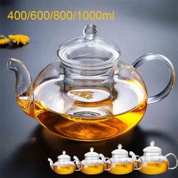 Heat Resistant Glass Flower Tea Pot infuser Bottle for Cold Lemon Leaf Herbal pot Coffee infusor de te 210813