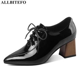ALLBITEFO sexy high heels genuine leather women high heel shoes thick heels office ladies shoes autumn party women heels 210611