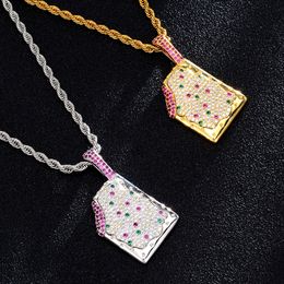 Fashion Hip Hop Bling CZ Ice Cream Iced Out Cubic Zircon Necklaces Pendants Jewelry Charm Collier Rapper Punk Party gifts for women and men