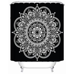 Shower Curtains Beautiful Floral Curtain Ethnic Mandala Decor Polyester Bathroom Set With Hooks