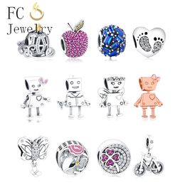 Fit Original Charms Bracelet Real 925 Silver Robot Pendant Charm Beads Berloque DIY Jewellery For Christmas Gift Q0531