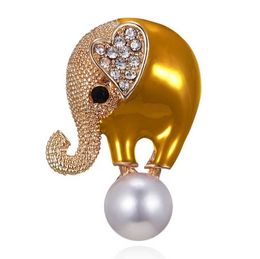 Pins, Brooches Fashion Creative Elephant Pearl Rhinestone Brooch Personality Animal Chest Ornament