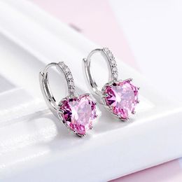 Dangle & Chandelier MECHOSEN Luxury Heart Pink Zircon Earrings For Women's Banquet Wedding Multicolor Optional Ear Fashion Accessories Gifts