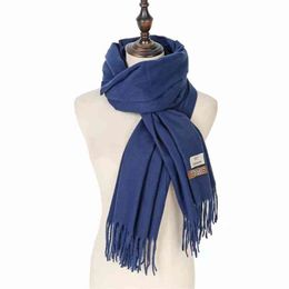 2021 Gift Women/Men Cashmere Scarv Custom Winter Warm Soft Tassel Pashmina Shawls Wraps Cheap Solid Colour Scarf 70x200cm