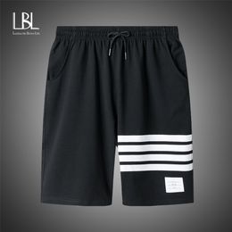 Summer Shorts Men Casual Drawstring Trunks Fitness Workout Beach Man Breathable Cotton Gym Short Trousers 210716