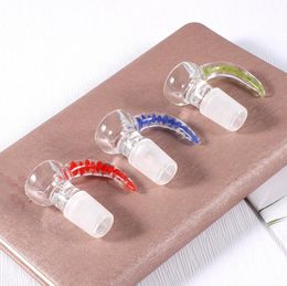 Colorful 14MM 18MM Male Hookah Adapter Connector Interface Ox Horn Handle Glass Bowl Container Tobacco Vessel Holder Smoking Bong Tool DHL