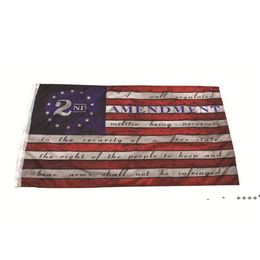 2nd Amendment Vintage American Flag Outdoor Banner Flag 90cm*150cm Polyester Custom USA College Basketball Flags RRB11091