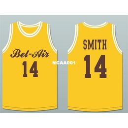 Vintage 21ss #14 Will Smith 14 Bel-Air Academy Yellow BLUE College jersey Size S-4XL or custom any name or number