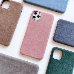 Plush Leather cases for iPhone 12 pro max 11 XR X 6 7 8 Plus Soft Touch PC Protector Phone Cover fur case