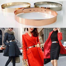 Belts Women Adjustable Metal Waist Belt Metallic Bling Gold Plate Slim Simple US