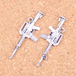 36pcs Antique Silver Plated Bronze Plated machine gun assault rifle Charms Pendant DIY Necklace Bracelet Bangle Findings 45*16mm