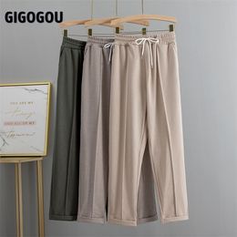GIGOGOU S-2XL Spring Summer Women Harem Pants High Waist Drawstring Solid Peg Leg Fly Pant Workwear Trouser Carrot 210925