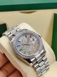 Top Quality Mens Watches 2813 Automatic Mechanical Movement Wristwatch 36mm Diamond Iced Out Full Stainless Steel Strap Womens Watch montre de luxe Wristwatches