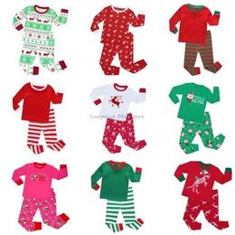 Children Christmas Pyjama sets Boys striped pyjama Baby Girls Year sleepwear Kids Infant toddler cotton Piajamas clothing 211130