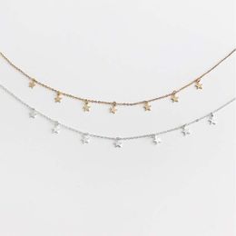 Star Choker Necklaces Jewellery Disc Coin Pendant Handmade Simple 14K Gold Plated Silver Delicate Dainty Stars and Bead Chain Chokers