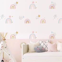20pcs/set Bohemia Pink Rainbow Stars Removable Nursery Wall Decals Art Stickers Posters Girls Bedroom Gift Easy Use Home Decor 210308