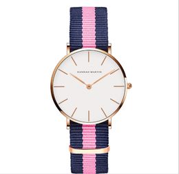 36mm einfache Damen Uhren genaue Quarz -Damen bequem bequeme Lederband oder Nylonband -Armbanduhren eine Vielzahl von Farben Auswahl