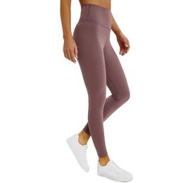 L-32 Yoga Leggings High Waist Gym Clothes Women Legging Solid Color Casual Pants Running Fitness Exercise Overall Full Length Tights Workout