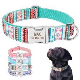 Personalised Dog Collar Customised Pet Puppy Nameplate Dog Tag Collar Nylon Engraved Cat Pet Collars For Small Medium Large Dogs Y200922