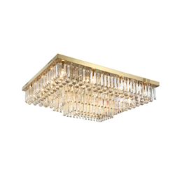 Luxurious crystal rectangle chandelier modern gold ceiling light fixtures for hotel villa bar decoration