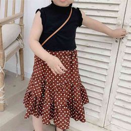 Summer Vest Top+Polka Dot Skirt 2Pcs Kids Clothes Girl Sets Toddler Children s Clothing 210528