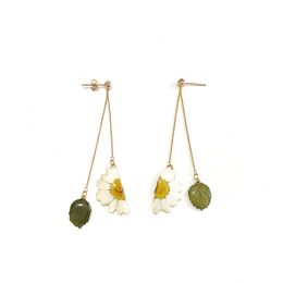 Attractive Drop Earrings for Women Exquisite Chrysanthemum & Leaf Hanging Earrings Summer Beach Holiday Fashion Jewelry