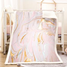 Marbling 3D Printed Fleece Blanket for Beds Thick Quilt Fashion Bedspread Sherpa Throw Blanket Adults Kids