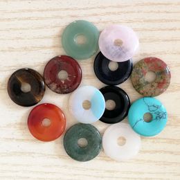 Natural crystal Semi-precious stone 18mm Opal Rose Quartz turquoise peace buckle for natural stone necklace earrrings jewelry making