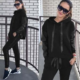 4# Two Piece Set 2020 Autumn Winter Tracksuit Women's Hooded Sweatshirt And Pants Casual 2piece Outfits Woman Sport Suit Sets Y0625