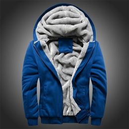 Winter Thicken Warm Velvet Men's Hooded Plush Paded Hoodies Man Wool Baseball Casual Hip Hop Zip Sweatshirts Coats X0621