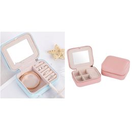 Small Portable Travel Leather Jewelry Storage Bag with Mirror Jewelry Organizer Gift Box for Rings Earring Necklace and Bracelet 722 K2