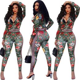 Gym Clothing Sexy Womens Long Sleeve Tops And Pants Digital Printing Casual Sports Set Zipper Lightweight Autumn Winter Print Women Suits