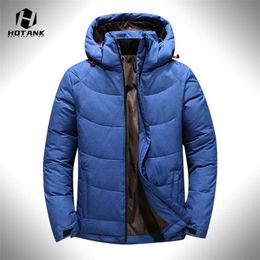 Men's White Duck Down Jacket Hooded Warm Thick Puffer Jacket Coat Male Casual Solid Overcoat Quality Windproof Parkas -20 Degree 211110