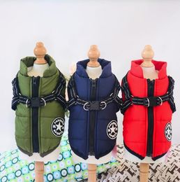 Pet Dog jacket With Harness Winter Soft Warm Dog Clothes Labrador French Bulldog Waterproof Coat Outfit Vest For Dog GC619