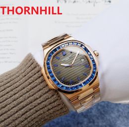 mens automatic mechanical Colourful big diamonds ring watches 40mm full 904L stainless steel wristwatches sapphire luminous watch factory montre de luxe