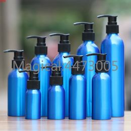 1-2pcs 30-500ml blue Aluminium empty Lotion Bottle plastic Black emulsion pressure pump cosmetic jar Sample subpackage travelhigh quatity