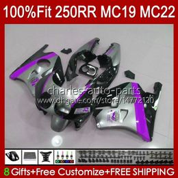 Injection Body For HONDA CBR250RR MC19 1988-1989 CBR 250 RR CC 250R 250RR 88 89 112HC.261 CBR250 RR CC 1988 1989 Bodywork CBR 250CC 88-89 OEM Fairings Kit purple grey