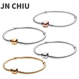 Real 100% 925 Sterling Silver pan Love heart crystal bracelet Women Fit Original DIY Charm Jewellery
