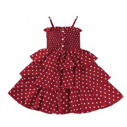 Citgeett 3-7Years Summer Kid Girl Dress Fashion Casual Sling Polka Dot Princess Dress Casual Clothes Q0716