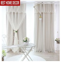 Tassels head top Blackout Curtain Cloth Curtain+voile Sheer Curtains tulle Curtains Living Bedroom curtain panels Y200421